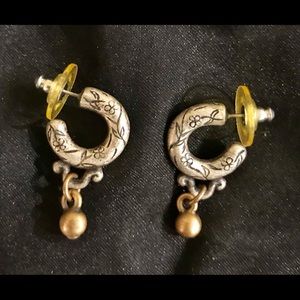 Western style Earrings silver and brass plated